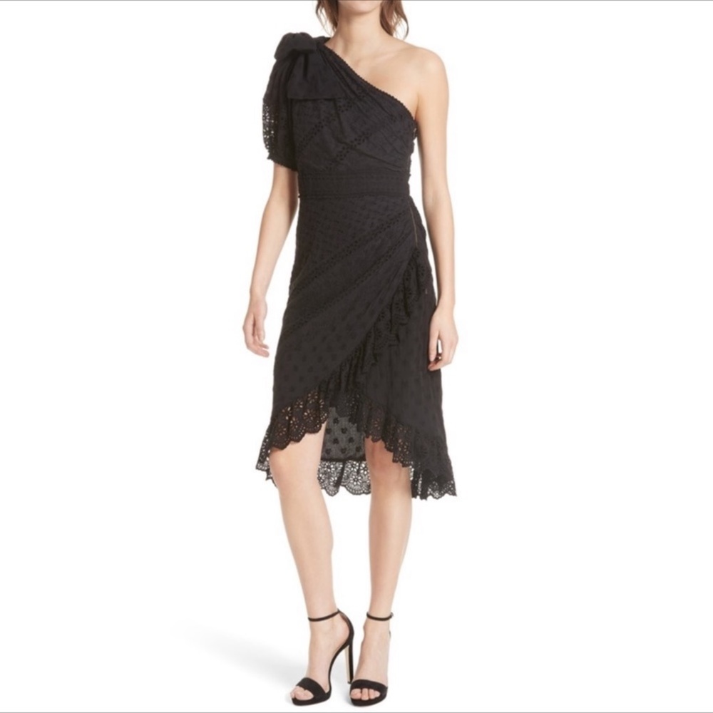 Ulla Johnson Gwyneth One Shoulder Eyelet Dress S/4 - Picture 2 of 6